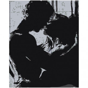 Поцелуй в черно-белых тонах 80х100 Раскраска картина по номерам на холсте