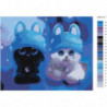 Котята в синих шапочках 80х100 Раскраска картина по номерам на холсте