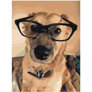 Собака в очках 75х100 Раскраска картина по номерам на холсте