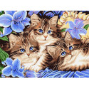 Котята в цветах Раскраска картина по номерам на холсте