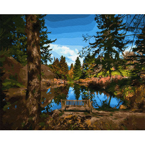  Лавочка у озера Раскраска картина по номерам на холсте Z-GX30938