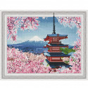 Японская пагода Картина 3D мозаика с нанесенной рамкой на подрамнике Molly
