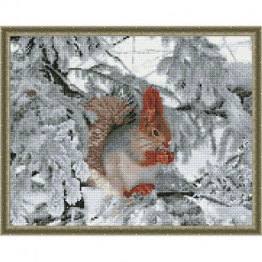  Белочка зимой Картина мозаикой с нанесенной рамкой на подрамнике Molly KM0205