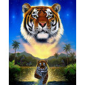 Тигр озера Алмазная вышивка мозаика Гранни
