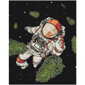 Космонавт в открытом космосе 80х100 Раскраска картина по номерам на холсте