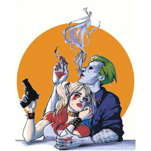Харли Квинн и Джокер 80х100 Раскраска картина по номерам на холсте