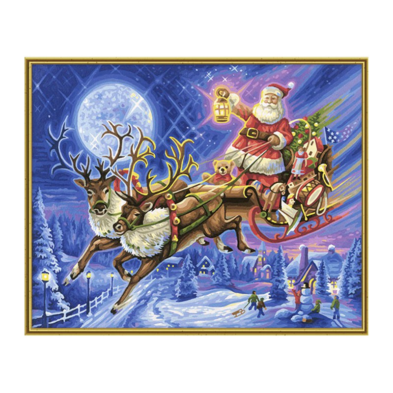 раскраски Санта-Клаус, олени и эльфы раскраска