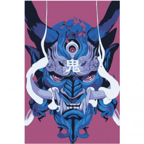 Японская маска демона 80х120 Раскраска картина по номерам на холсте