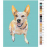 Собака на голубом фоне 75х100 Раскраска картина по номерам на холсте