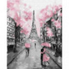 Серо-розовый Париж Раскраска картина по номерам на холсте