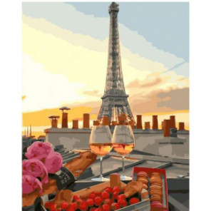 Бокалы в Париже Раскраска картина по номерам на холсте