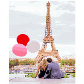 Париж и шарики Раскраска картина по номерам на холсте