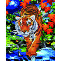 Тигр в осенней листве Алмазная картина-раскраска по номерам на подрамнике