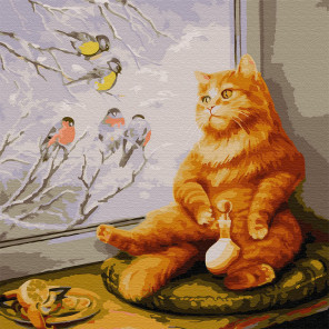  Рыжий кот Раскраска картина по номерам на холсте KH0441