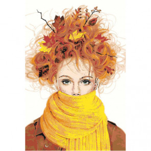 Осенняя девушка 80х120 Раскраска картина по номерам на холсте
