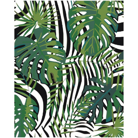 Тропические листья и полосы Раскраска картина по номерам на холсте z70491  купить в Краснодаре