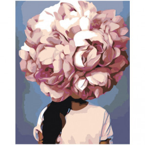 Пионовая цветочная голова девушки 80х100 Раскраска картина по номерам на холсте