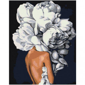 Скромная цветочная голова девушки 80х100 Раскраска картина по номерам на холсте