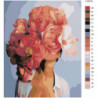 Красная цветочная голова девушки 80х100 Раскраска картина по номерам на холсте