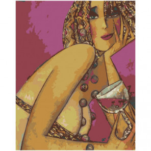 Девушка с бокалом вина Раскраска картина по номерам на холсте