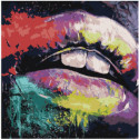 Радужные губы модерн арт Раскраска картина по номерам на холсте