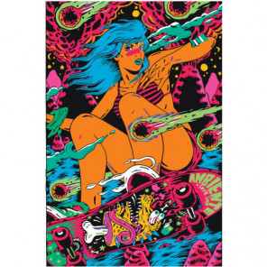 Девушка на скейте поп-арт 80х120 Раскраска картина по номерам на холсте