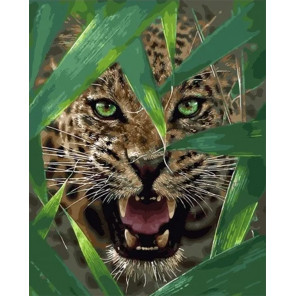  Оскал гепарда Раскраска картина по номерам на холсте МСА684
