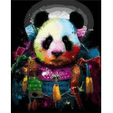Панда в ярких красках Раскраска картина по номерам на холсте