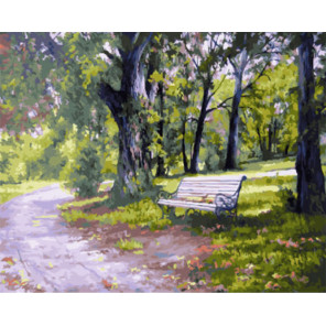  Скамейка в парке Раскраска картина по номерам на холсте МСА153