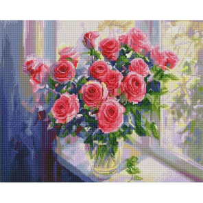  Букет роз у окна Алмазная вышивка мозаика на подрамнике GF2939