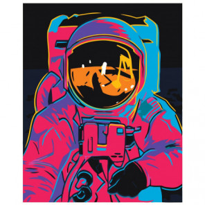 Астронавт в скафандре неон Раскраска картина по номерам на холсте