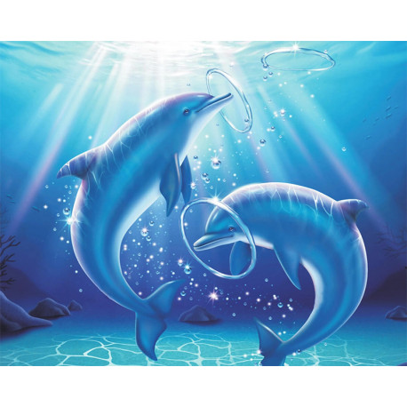  Дельфины в игре Алмазная мозаика на подрамнике LG223