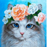  Голубоглазый кот в цветах Алмазная вышивка мозаика Гранни AG2439