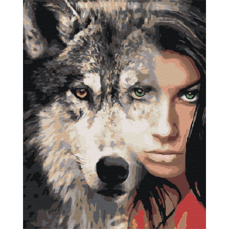  Девушка волчица Раскраска картина по номерам на холсте AIPA-a-dv11-100x125