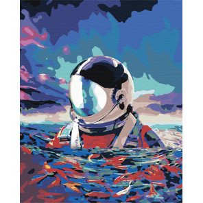 Палитра используемых цветов Астронавт в море Раскраска картина по номерам на холсте AAAA-RS001-80x100
