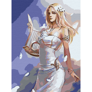 Палитра цветов Девушка с арфой Раскраска картина по номерам на холсте AAAA-FIR117