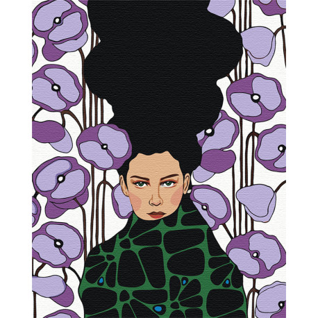  Девушка с сиреневыми цветами Раскраска картина по номерам на холсте AAAA-DV03-80x100