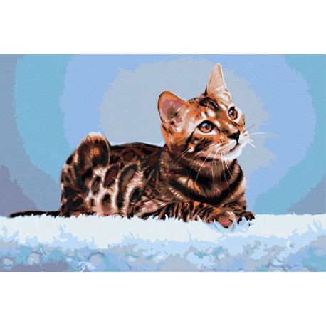  Бенгальская кошка Раскраска картина по номерам на холсте AAAA-RS017-80x120