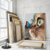 Пример в интерьере Котёнок и бабочка на носу Раскраска картина по номерам на холсте AAAA-JV3-80x100