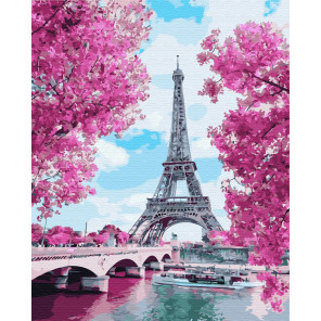  Цветущие вишни в Париже Раскраска картина по номерам на холсте ZX 23651