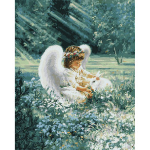  Ангелочек с кроликом Раскраска картина по номерам на холсте ZX 20054
