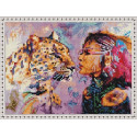 Девушка и леопард Алмазная вышивка мозаика на подрамнике