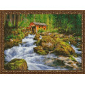 Дом у лесного водопада Алмазная вышивка мозаика на подрамнике