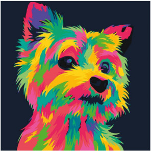 Радужный щенок 80х80 Раскраска картина по номерам на холсте