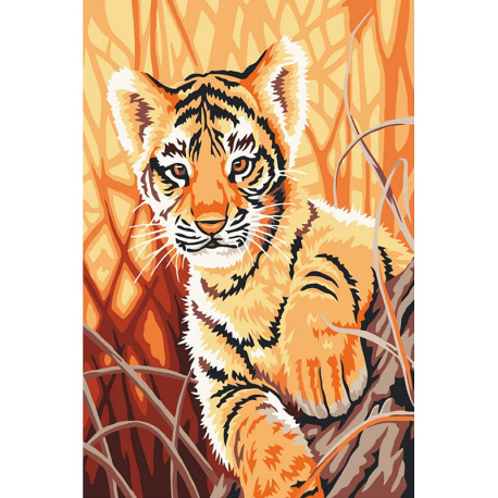  Любопытный тигрёнок Раскраска по номерам на холсте KH0854