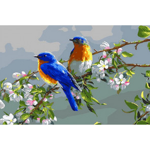  Весенние птицы Раскраска по номерам на холсте KH0870