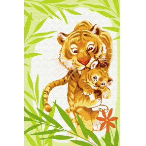  Тигрица с тигрёнком Раскраска по номерам на холсте KH0886