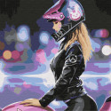 Девушка на мотоцикле Раскраска картина по номерам на холсте