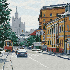  Московская улица Раскраска картина по номерам на холсте KHM0042