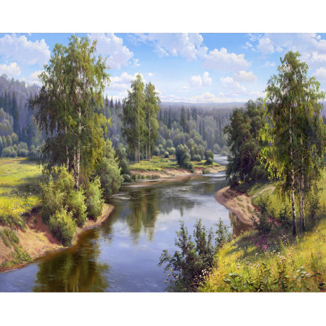  Проточная река Раскраска картина по номерам на холсте KH0646